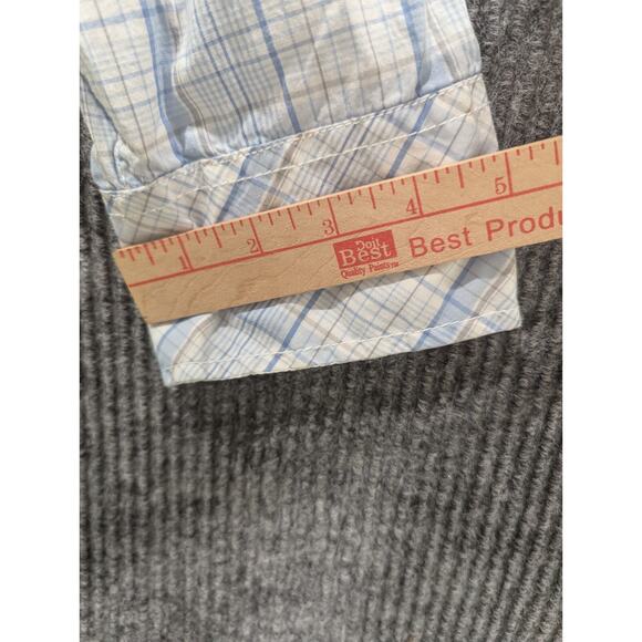 INC Blue/Yellow Plaid Button Down Tailored Fit Shirt Men's Size XL - Picture 8 of 8